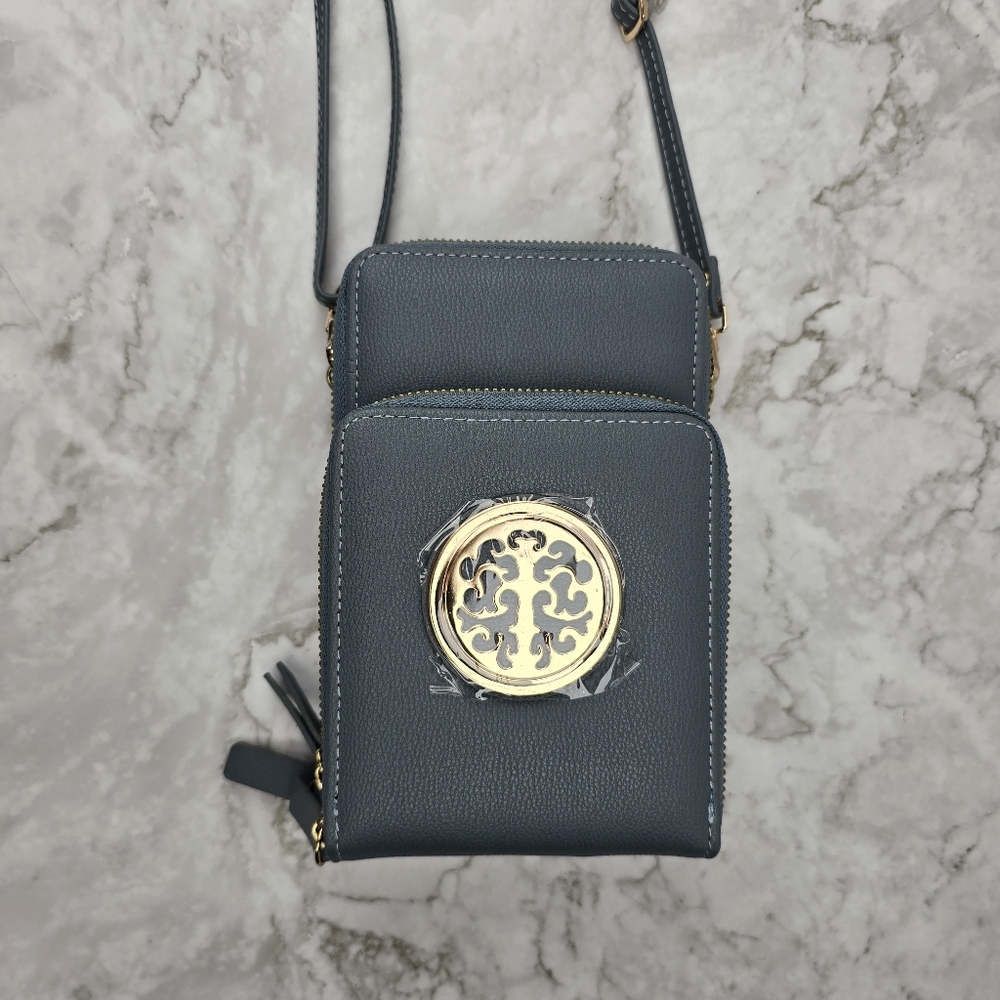 Gold and Gray Crossbody Bag with Sleek Design - Picture 2 of 12